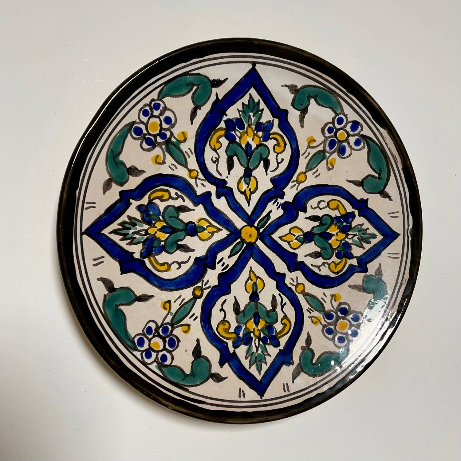 Hand painted terracotta plate
