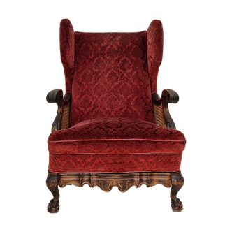 Danish armchair in ash wood and velvet 1930s