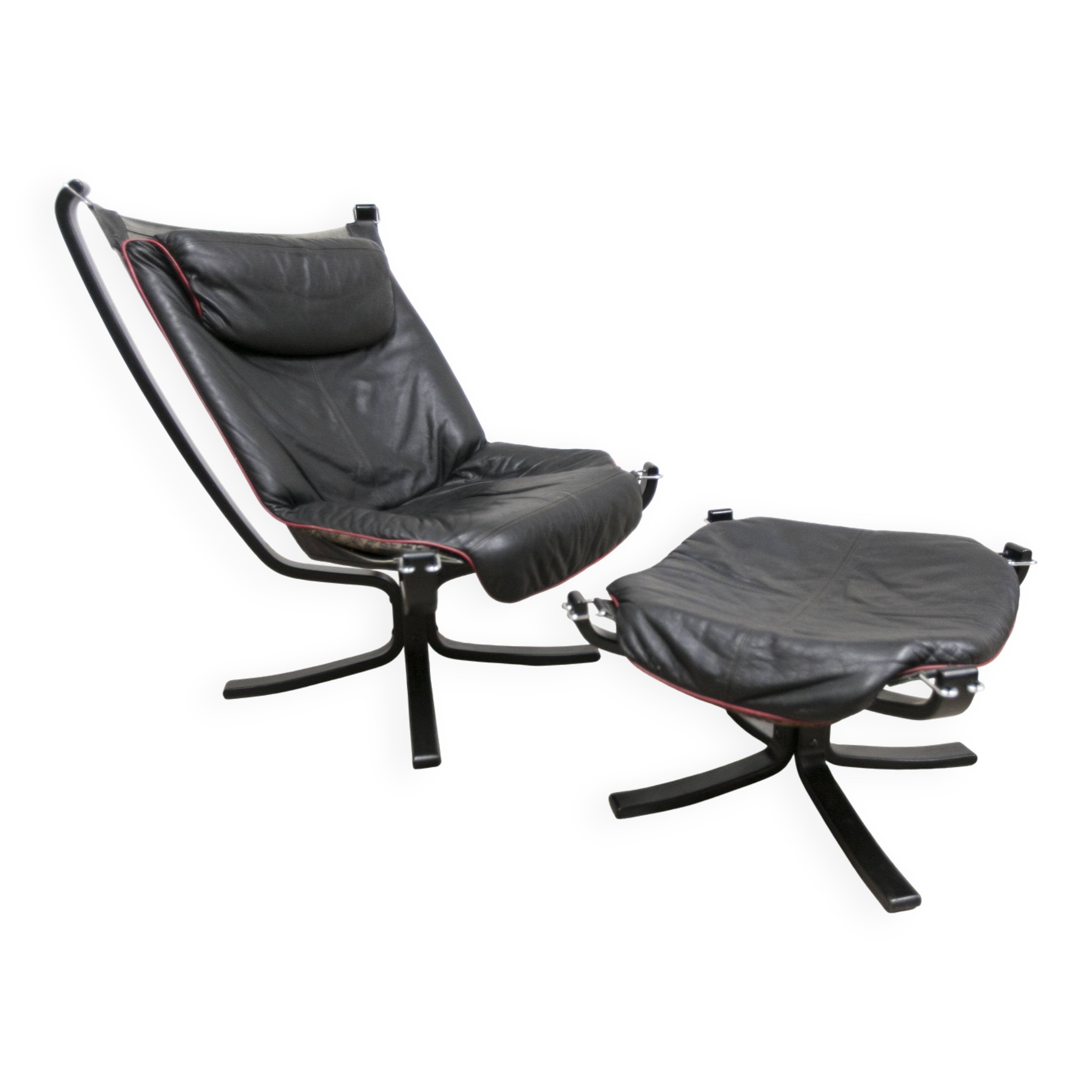 Set of armchair + ottoman viking p97 by Sigurd Russell for Poltrona Frau