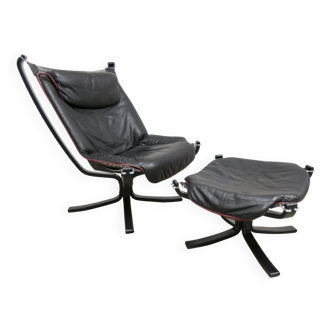 Set of armchair + ottoman viking p97 by Sigurd Russell for Poltrona Frau