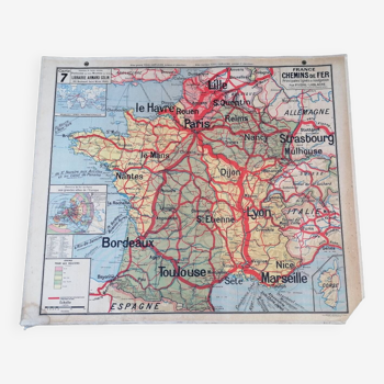 Ancienne carte France Chemins de fer Lablache.