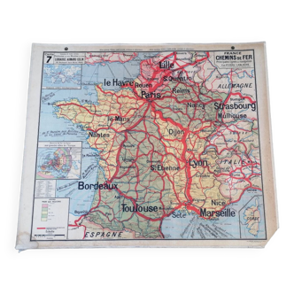 Ancienne carte France Chemins de fer Lablache.