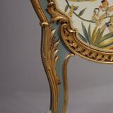 Louis XV style screen with three sheets in molded wood and embroidered fabrics