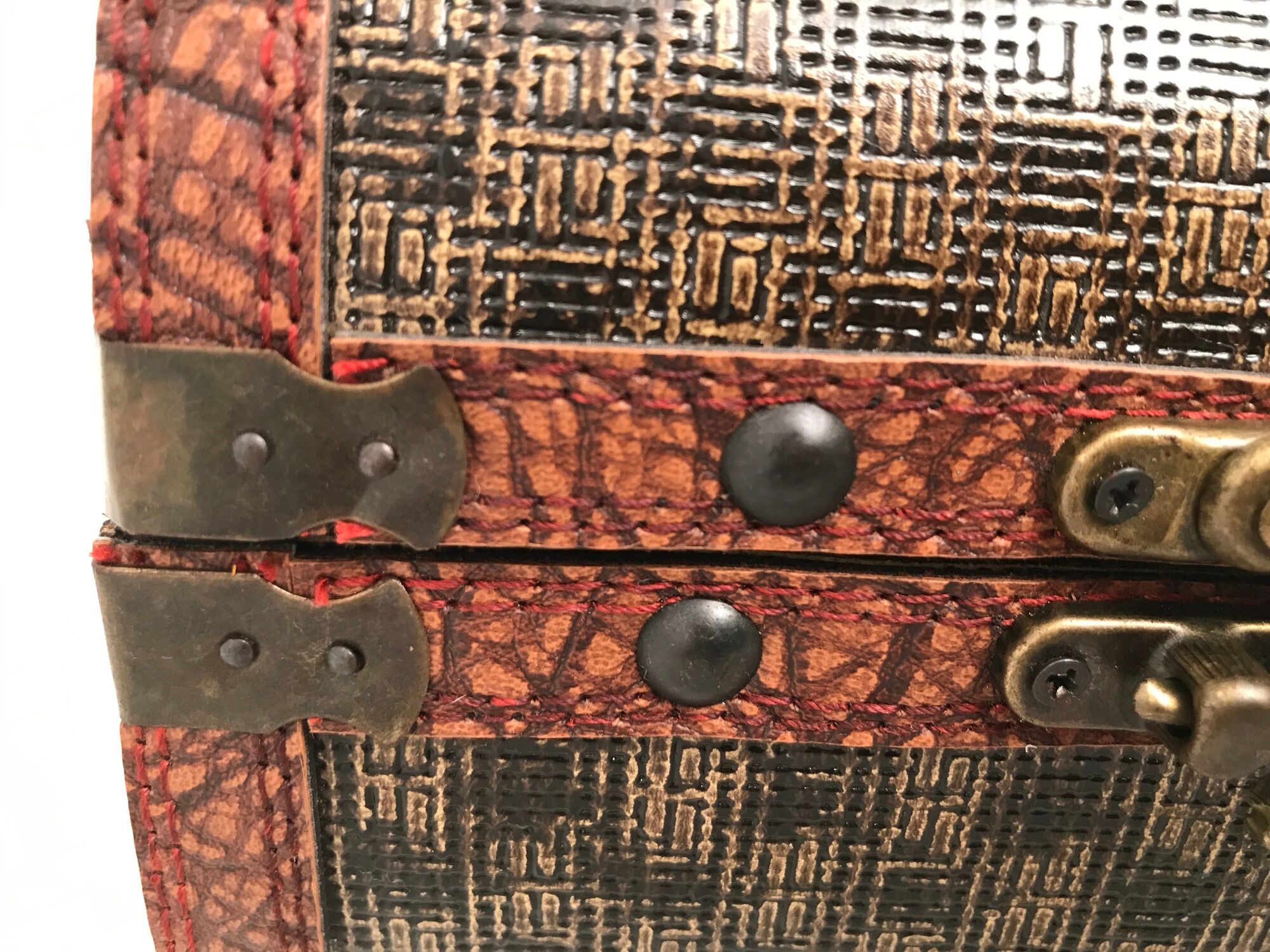 Wooden suitcase leather and metal 60s
