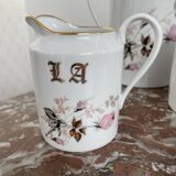 Vintage, coffee service, tea, Limoges, Flowers, cipher, 11 cups and under cups, teapot, 27 pieces