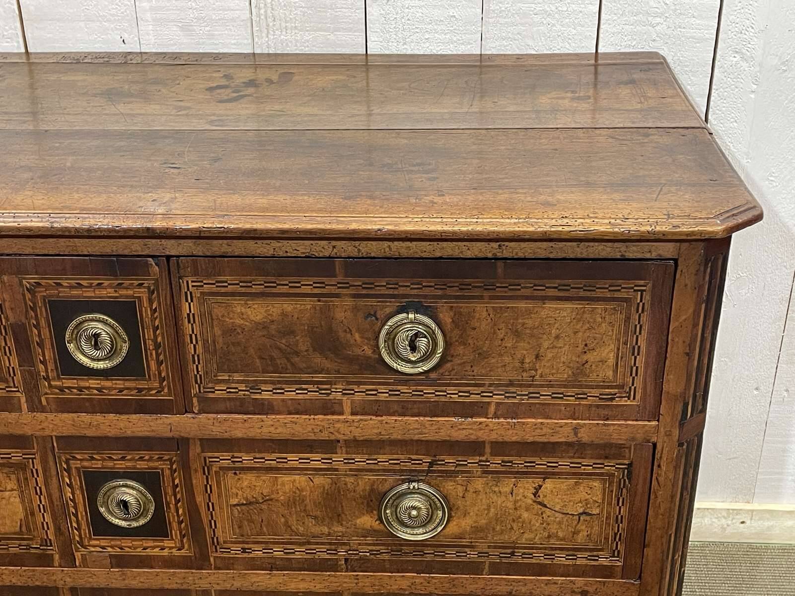 Louis XVI period chest of drawers in walnut, oak and fir, 18th century