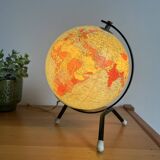 Small illuminated globe made of glass and paper from Cartes Taride 1963