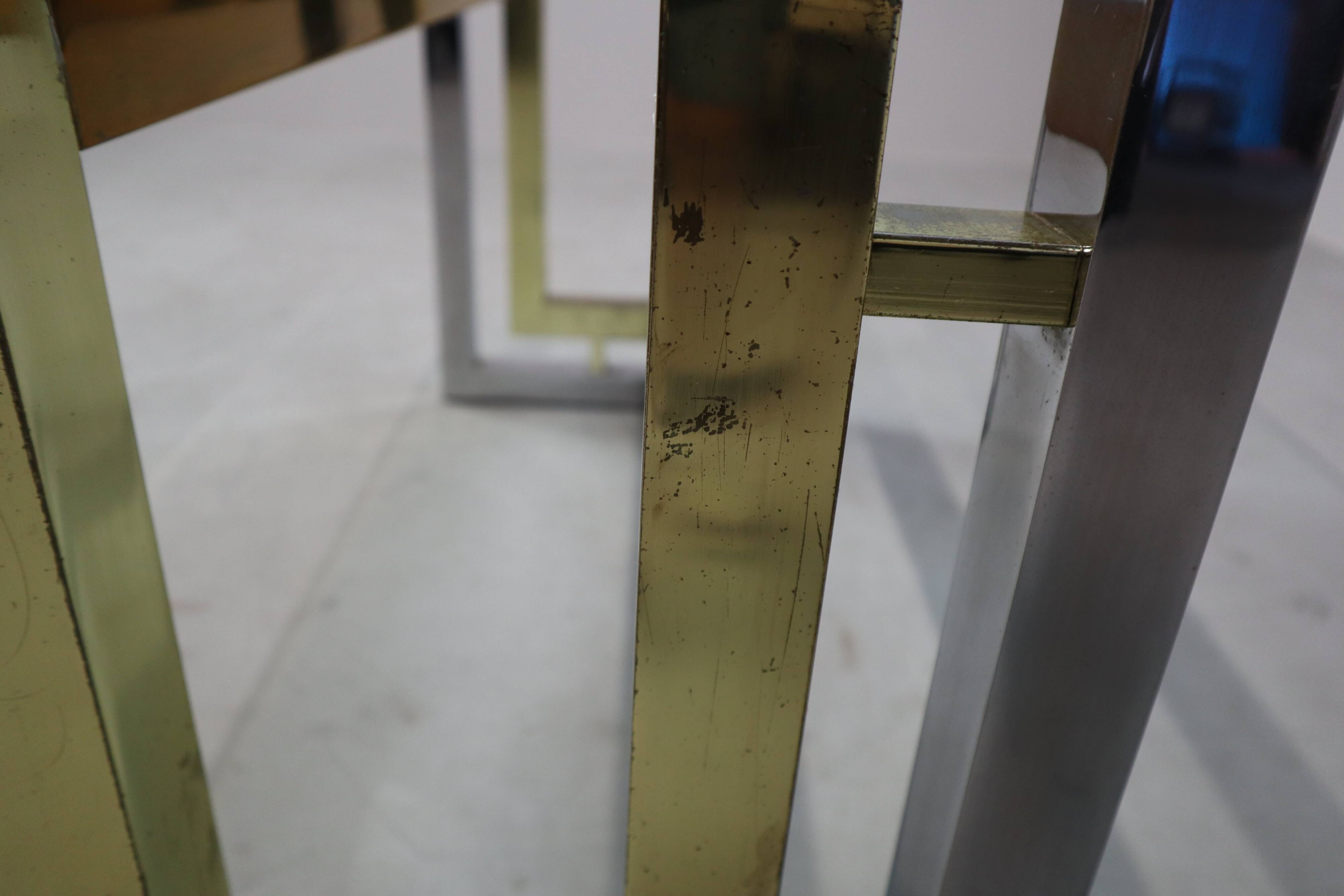 Vintage Chrome and Brass Dining Table by Zevi, Italy, 1970s