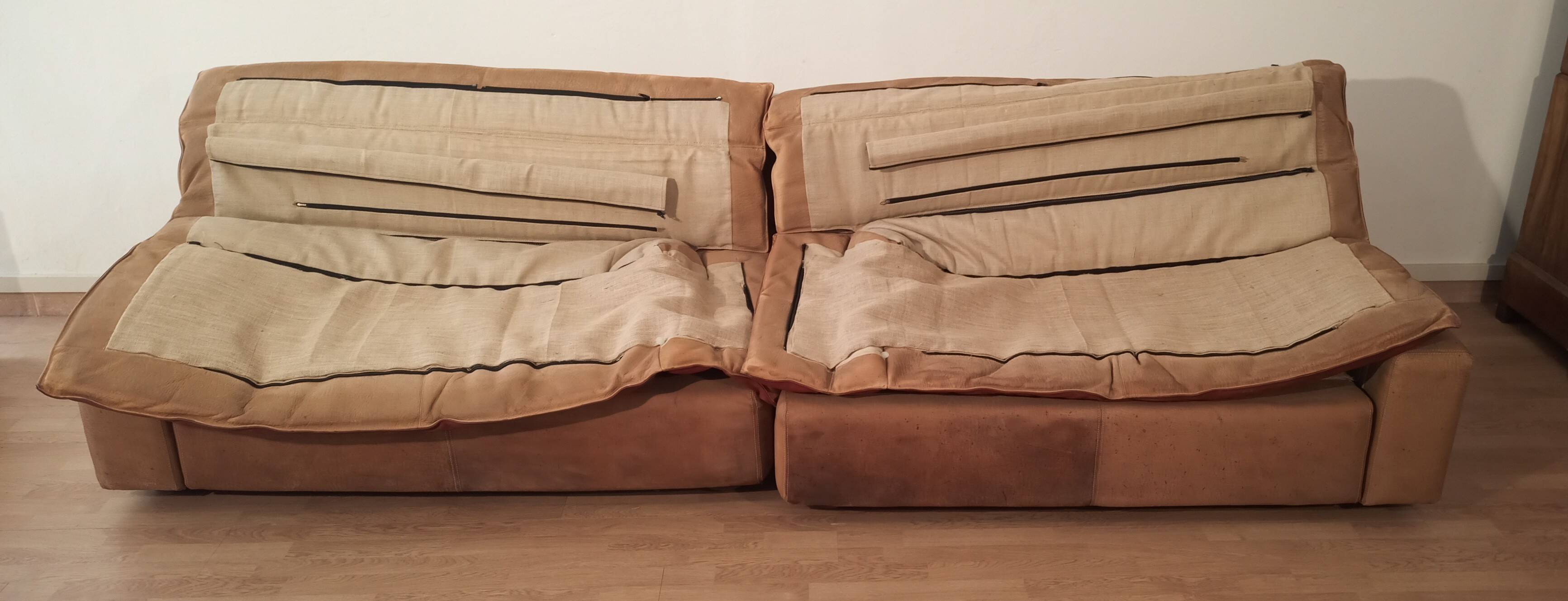 Canapé Bogo en Cuir et Daim par Carlo Bartoli pour Rossi Di Albizzate, 1970, Set de 2