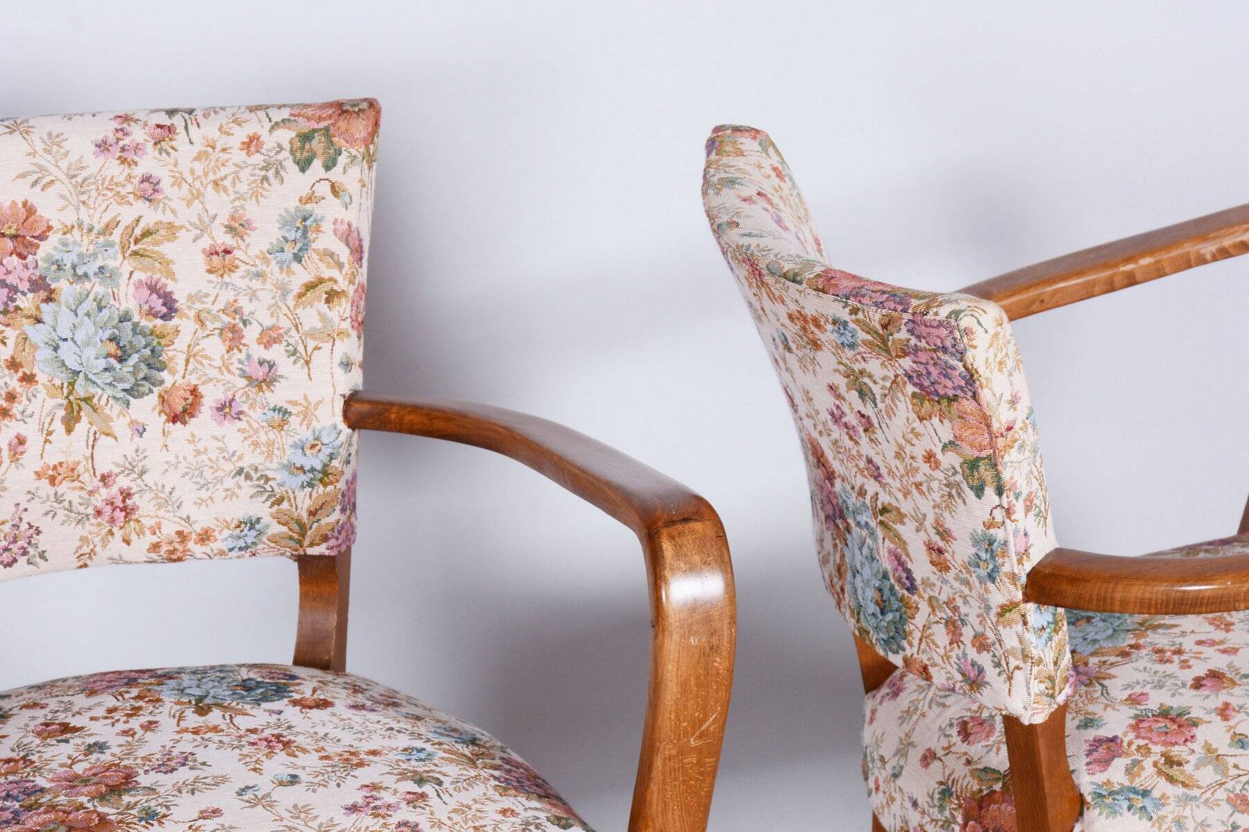 Art Deco Chairs in Beech attributed to J. Leleu, France, 1930s, Set of 2