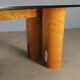 Vintage table in burl wood and glass, Italian design, 1970s.