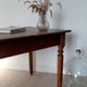 Table / Vintage cherry wood desk with turned legs – Natural patina