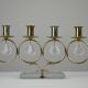 Brass Candelabra with Art Glass Base and Glass Prisms by Gunnar Ander for Ystad-Metall, Sweden, 1950s