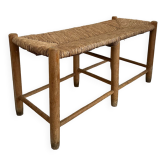 Vintage two-seater straw stool