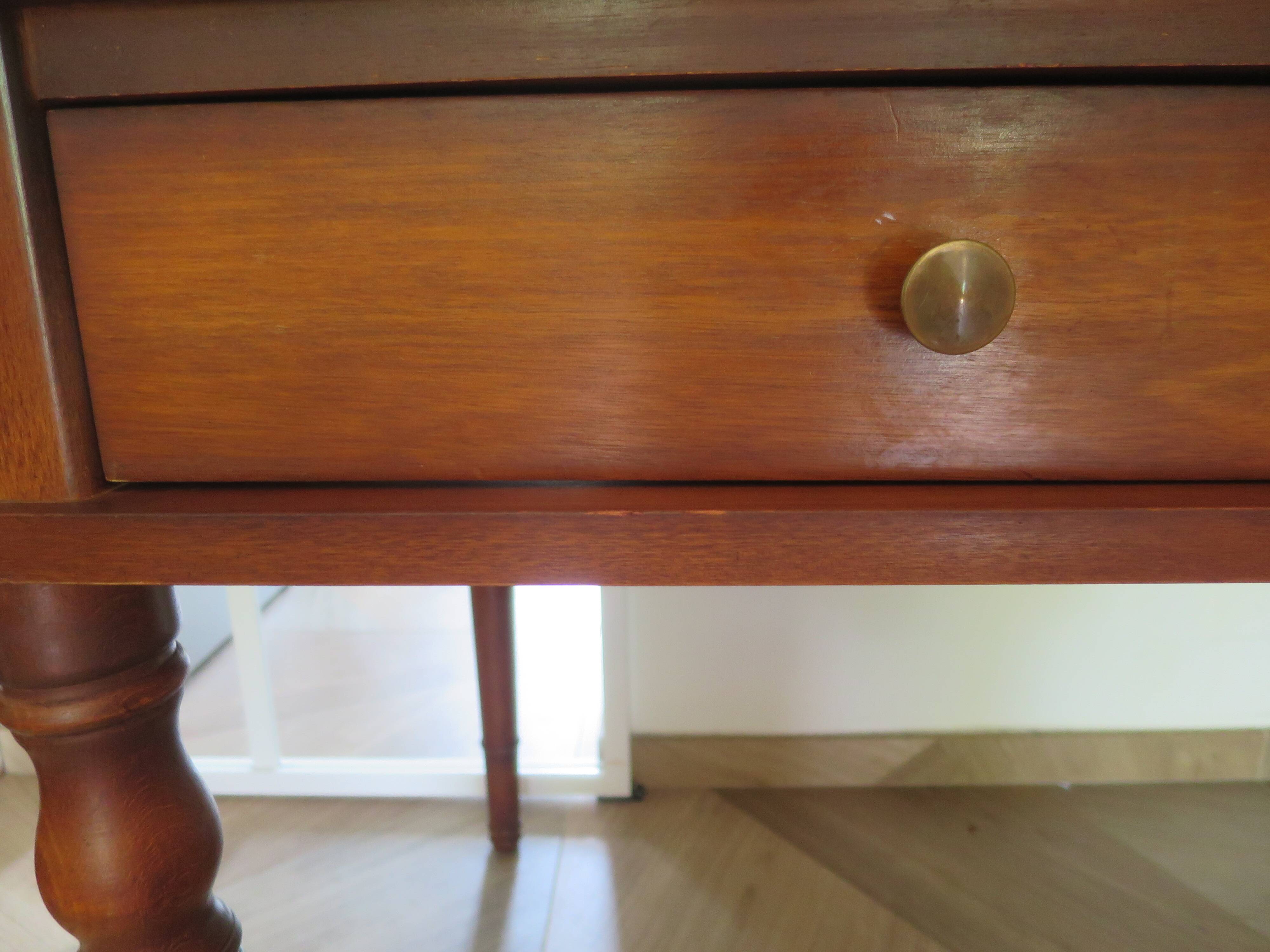 minister's desk - 2 drawers - solid wood - faux leather writing pad - Louis Philippe