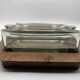 Teak tray and its 4 stackable glass dishes • Denmark • 1960