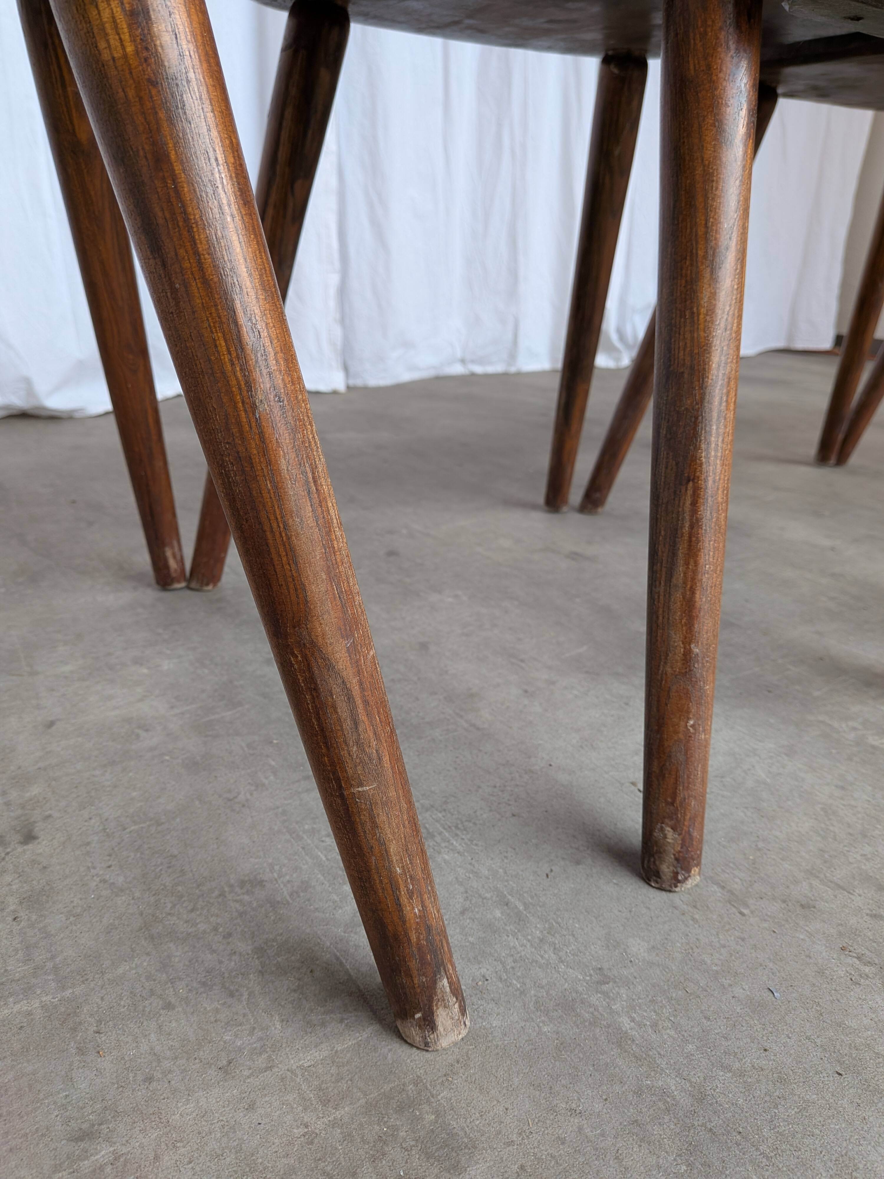 Set of 4 Vintage Brutalist Wooden Chair / Rustic Farmhouse Dining Chair