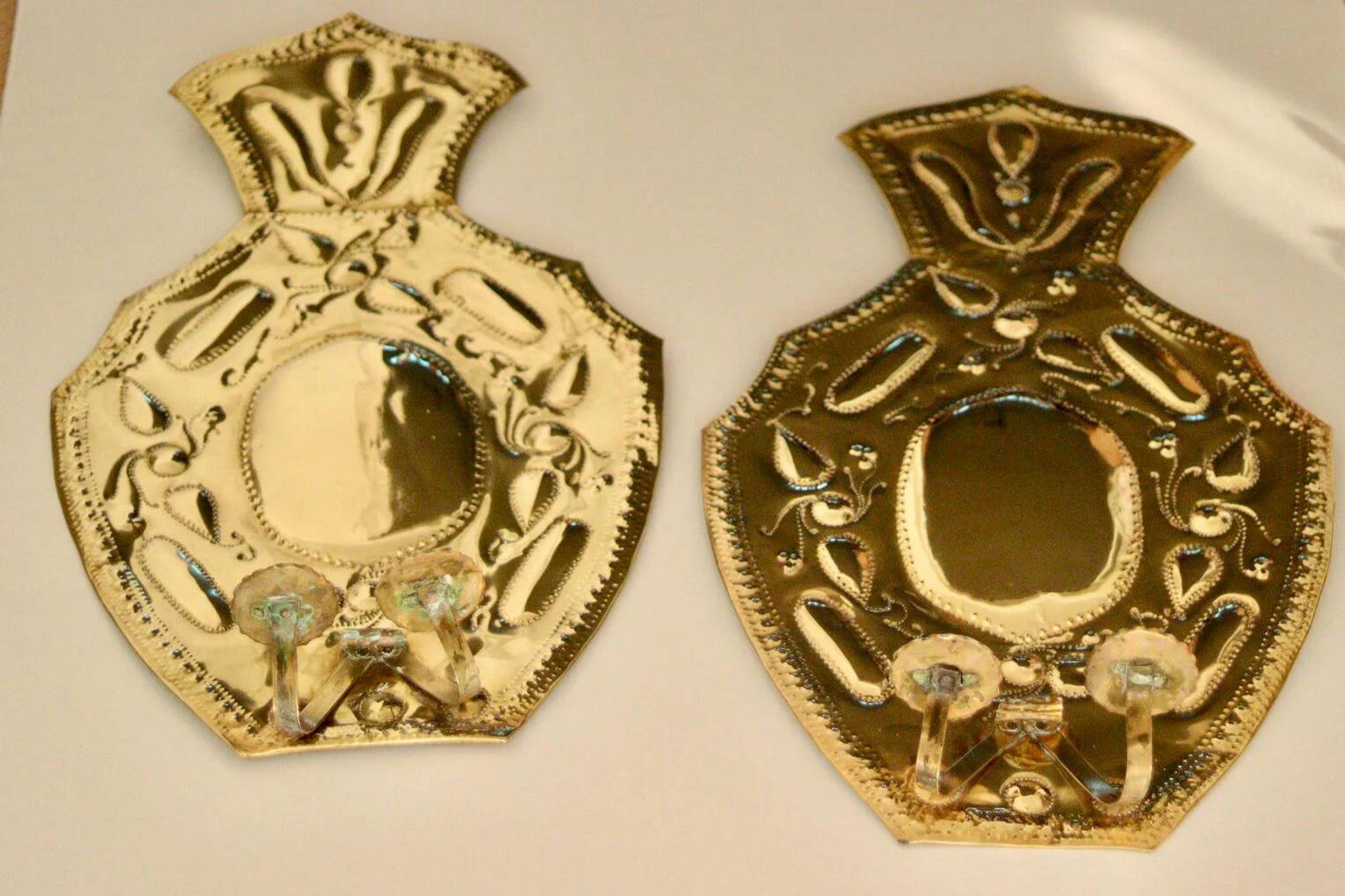 Pair of large baroque style mid-century Swedish brass sconces