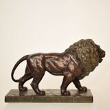 Big German Art Deco Lion Sculpture in Ceramic, Terracotta Copper, 1930