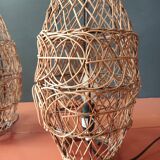 Pair of vintage rattan lamp