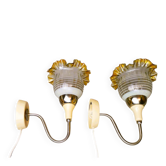Pair of 1980s glass tulip wall lamps from USSR