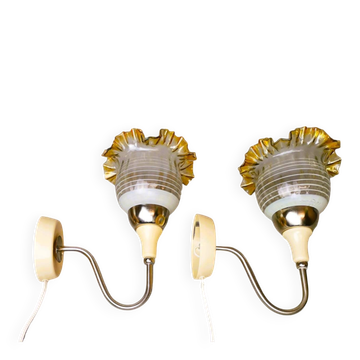 Pair of 1980s glass tulip wall lamps from USSR