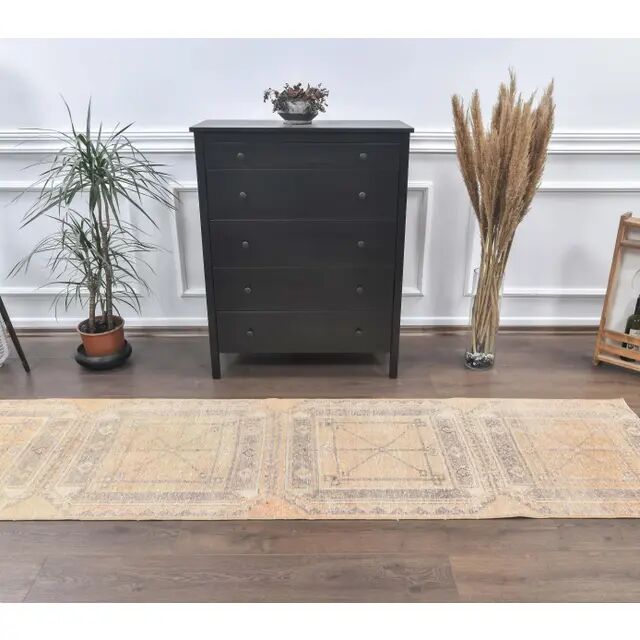 1970s Turkish Oushak wool runner rug 76x277