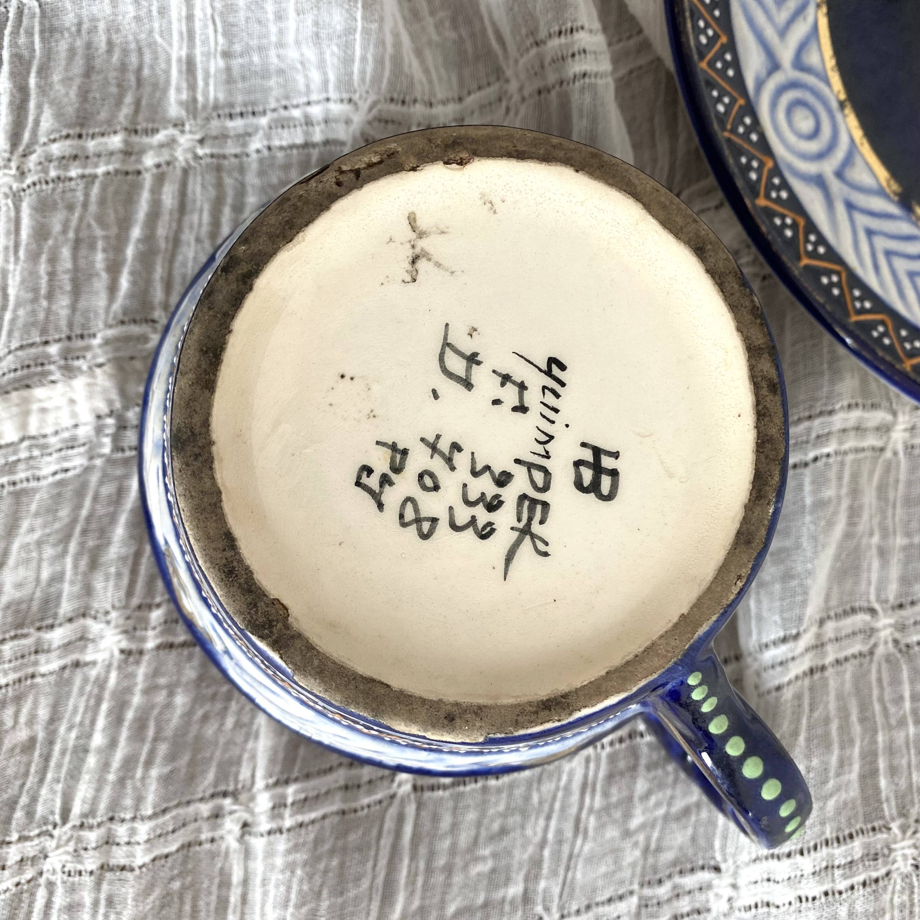 Large HB Quimper cup with saucer