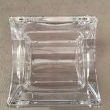 Gros cendrier en cristal massif moderniste design monogramme "sa" art