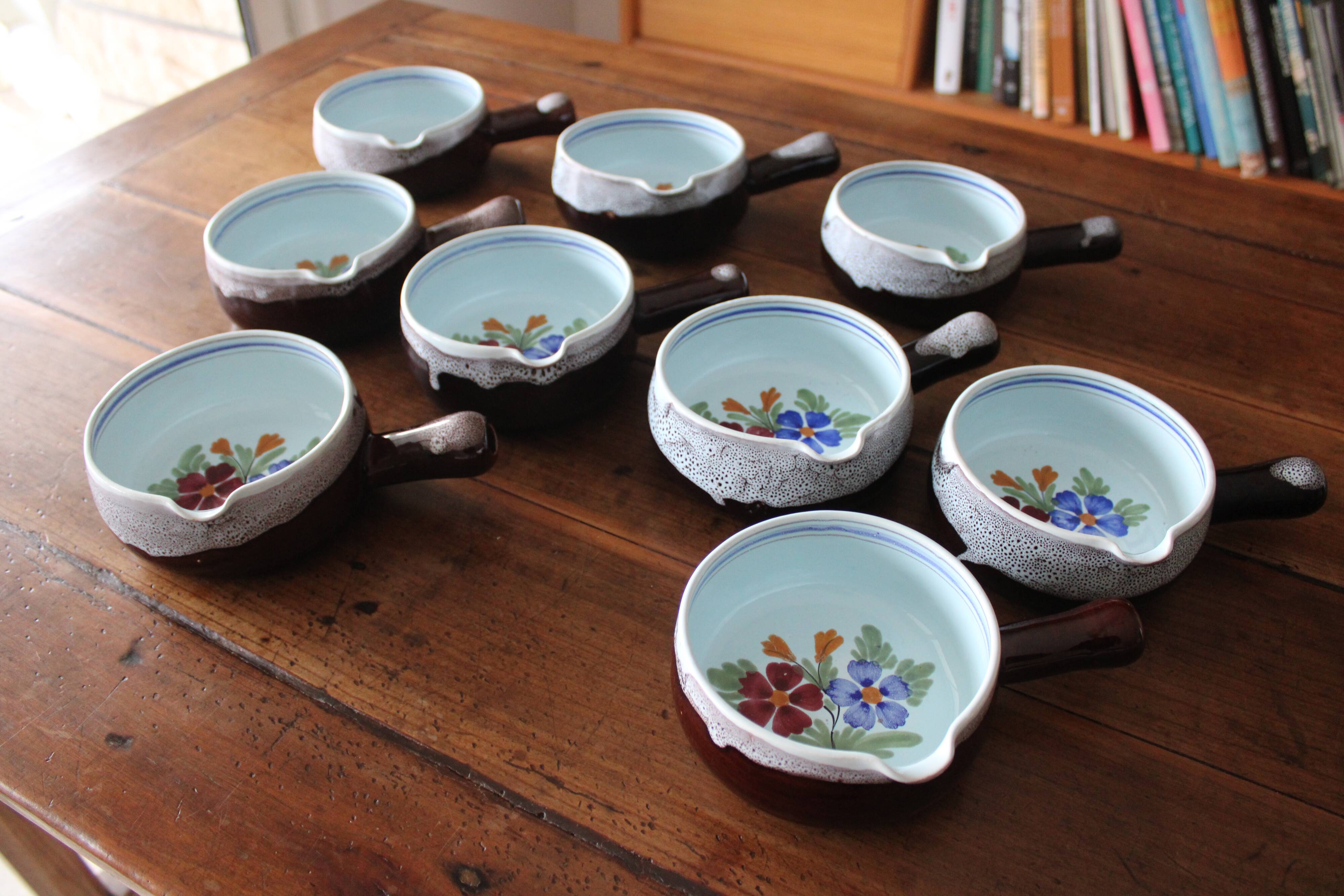 Set of 9 handmade ceramic pans