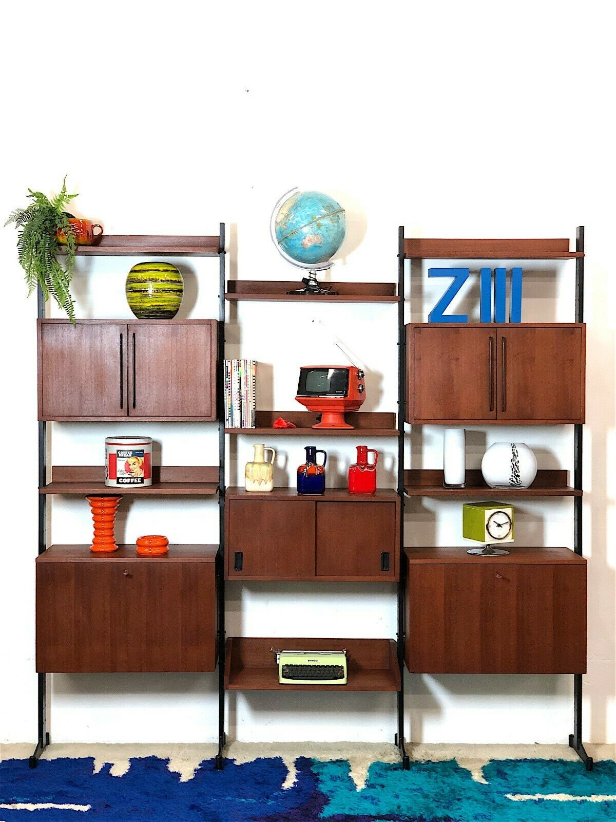 Modular storage cabinet and bookcase. Italy, 60s