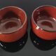 Duo de coupelles vintage en céramique rouge émaillée