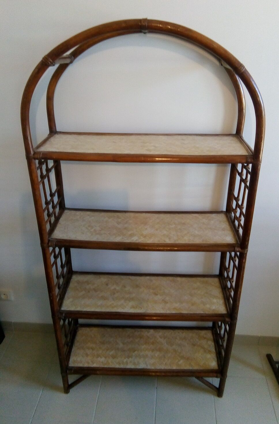 Vintage rattan bamboo tier