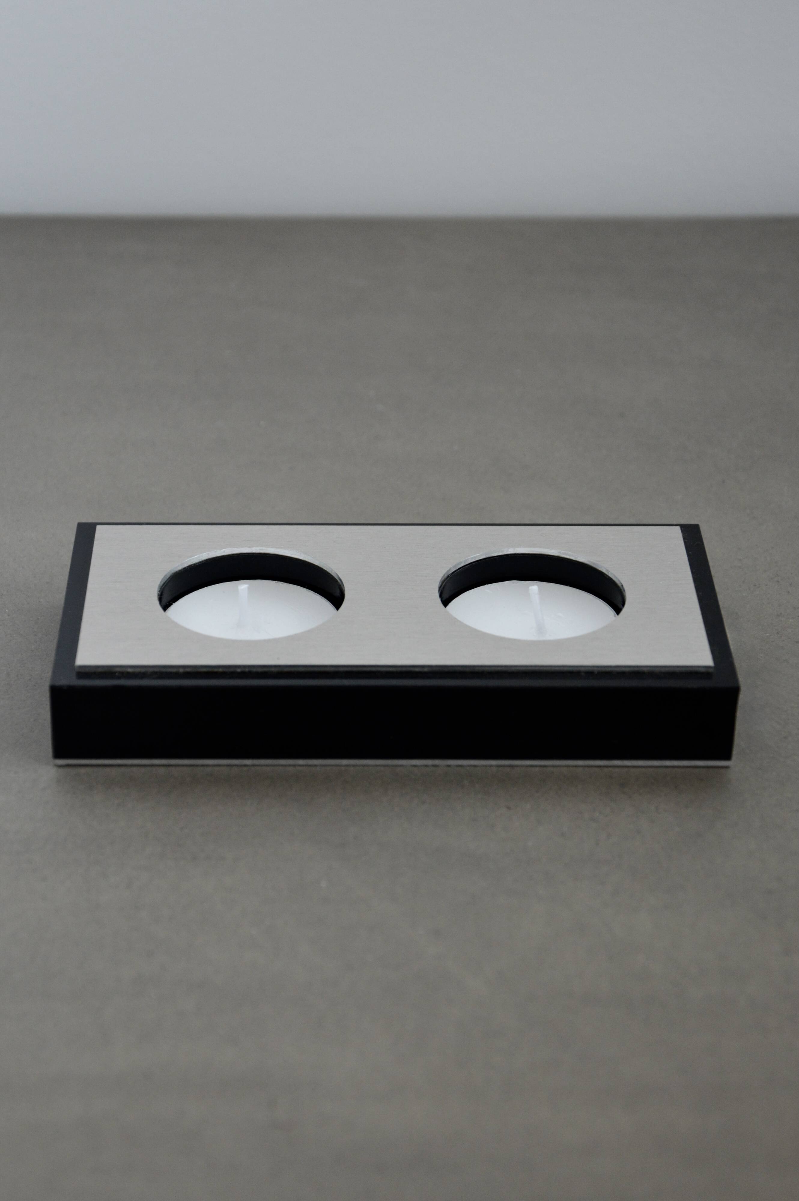 Brushed Steel Candle Holder Art Deco / Bauhaus Design