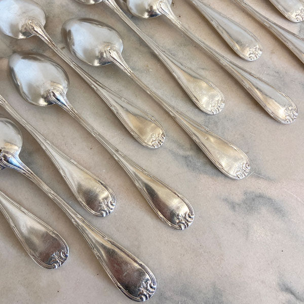 Series of 11 large old spoons, silver metal