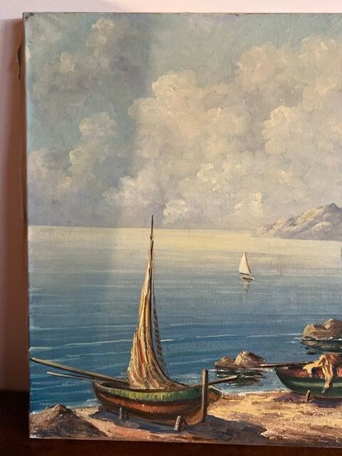 Old painting, Marine, the Riviera , signed 50/60
