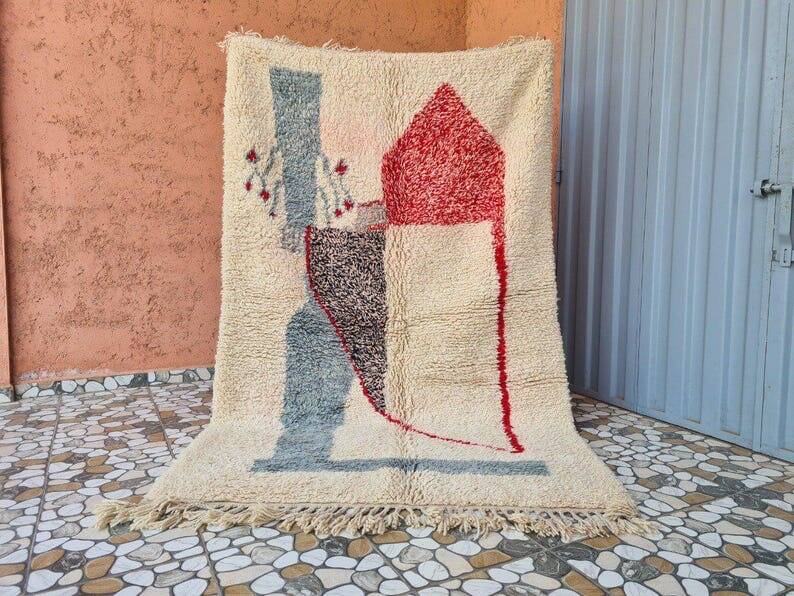 Handwoven traditional Berber rug size 1/2 m