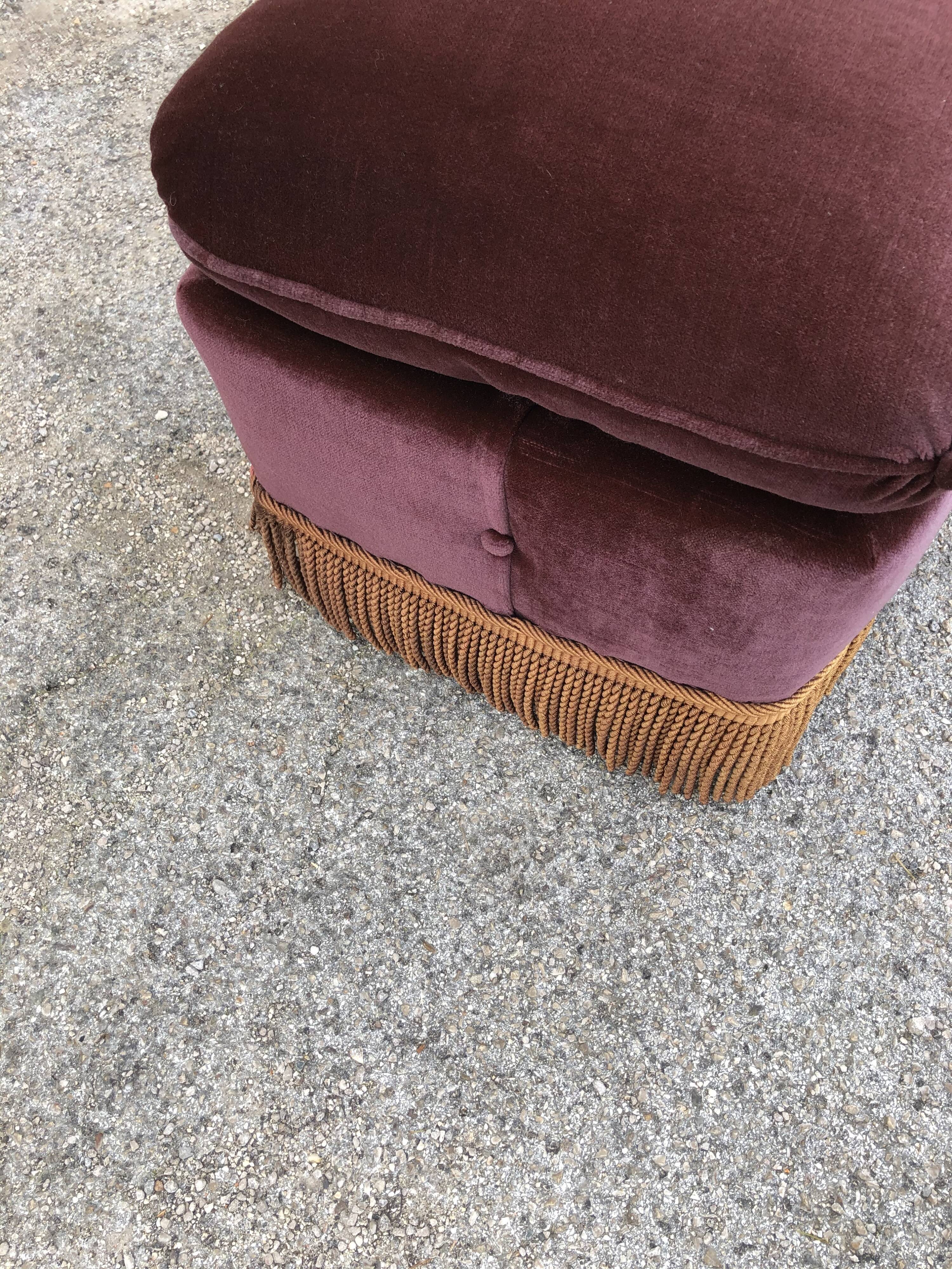 Eggplant velvet pouf