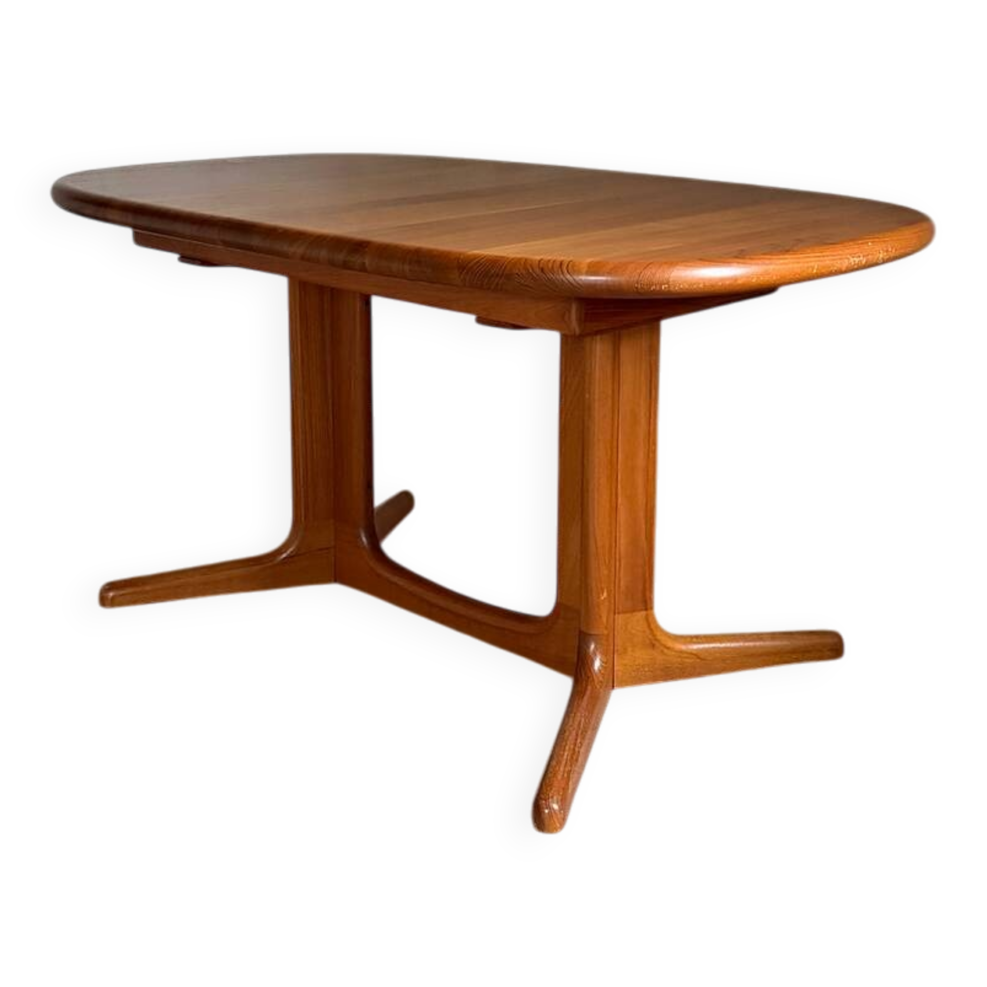 Vintage oval teak Scandinavian table with a central star base from Glostrup.