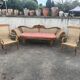 Colonial teak lounge: 3-seater sofa and 2 planter chairs.