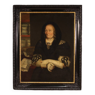 Portrait de peinture italienne La veuve du pharmacien de Trente du XVIIe siècle