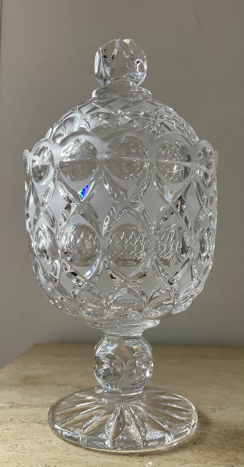 Vintage Crystal Pedestal Jewelry Box