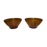 2 bowls in yellow amber glass, Vereco, vintage