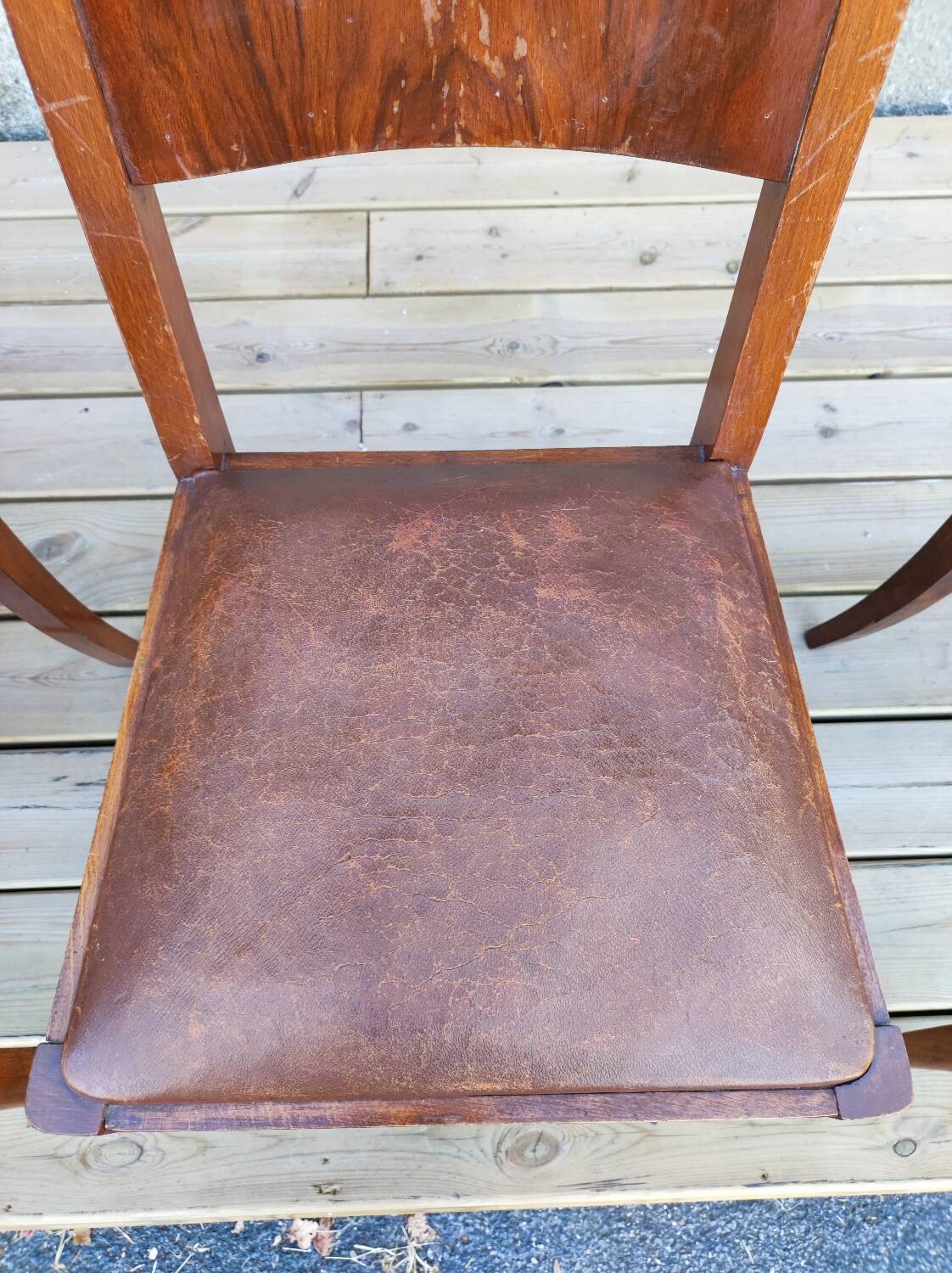 Set of 6 STELLA chairs, Art Deco, leather seat