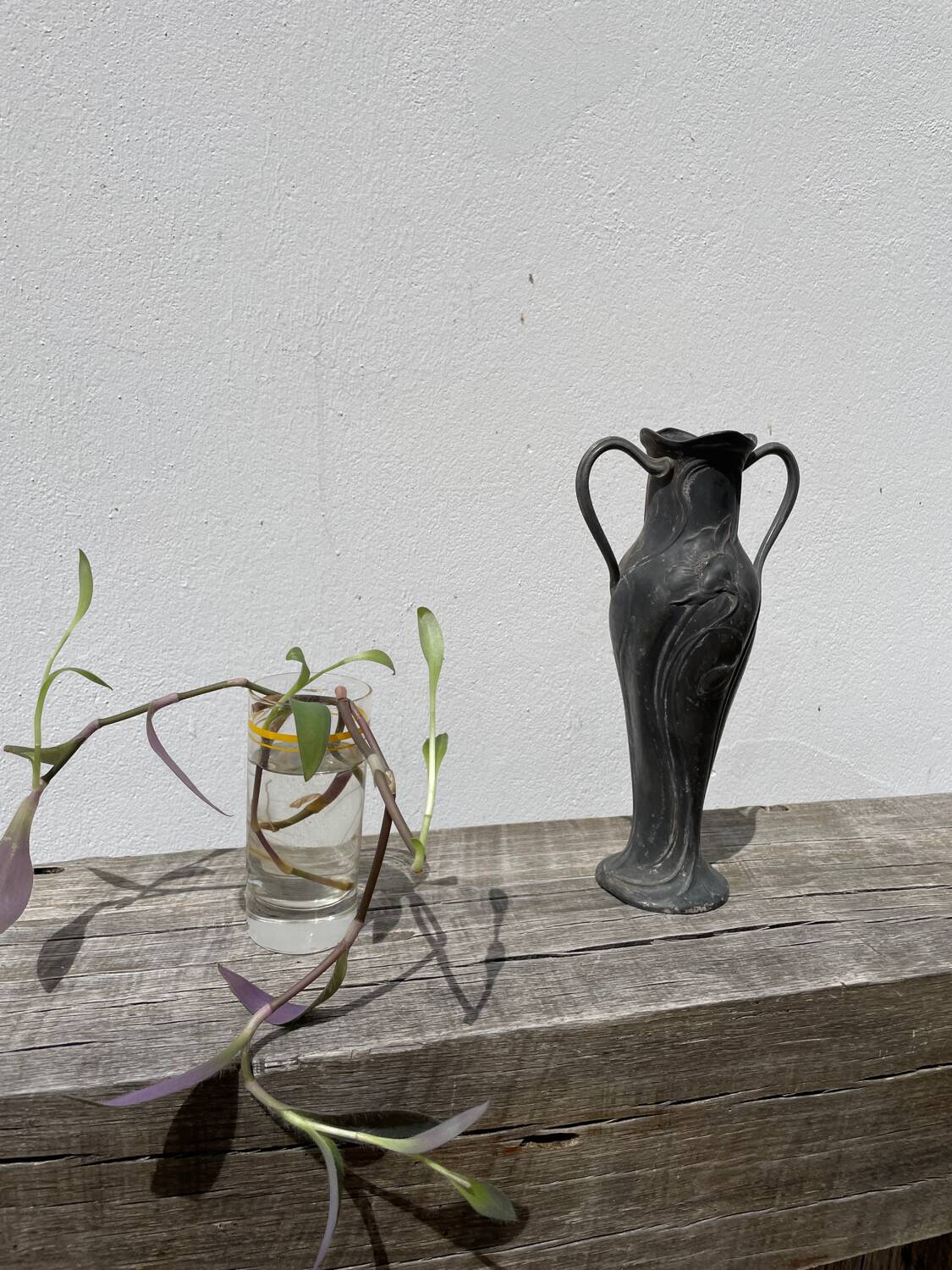 Art nouveau pewter vase 1900 signed