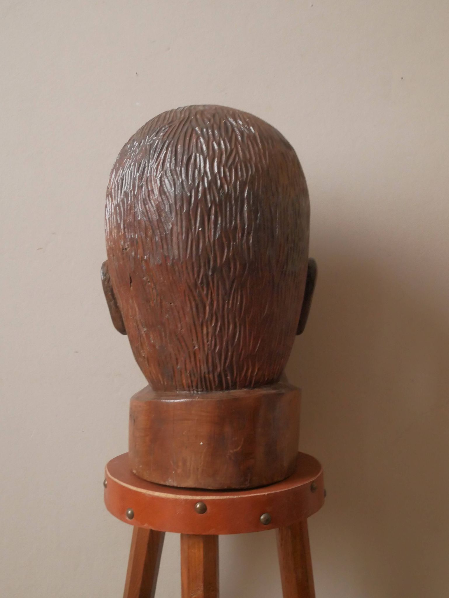 Kanak head wooden sculpture New Caledonia handmade object tribal ethnic marotte face