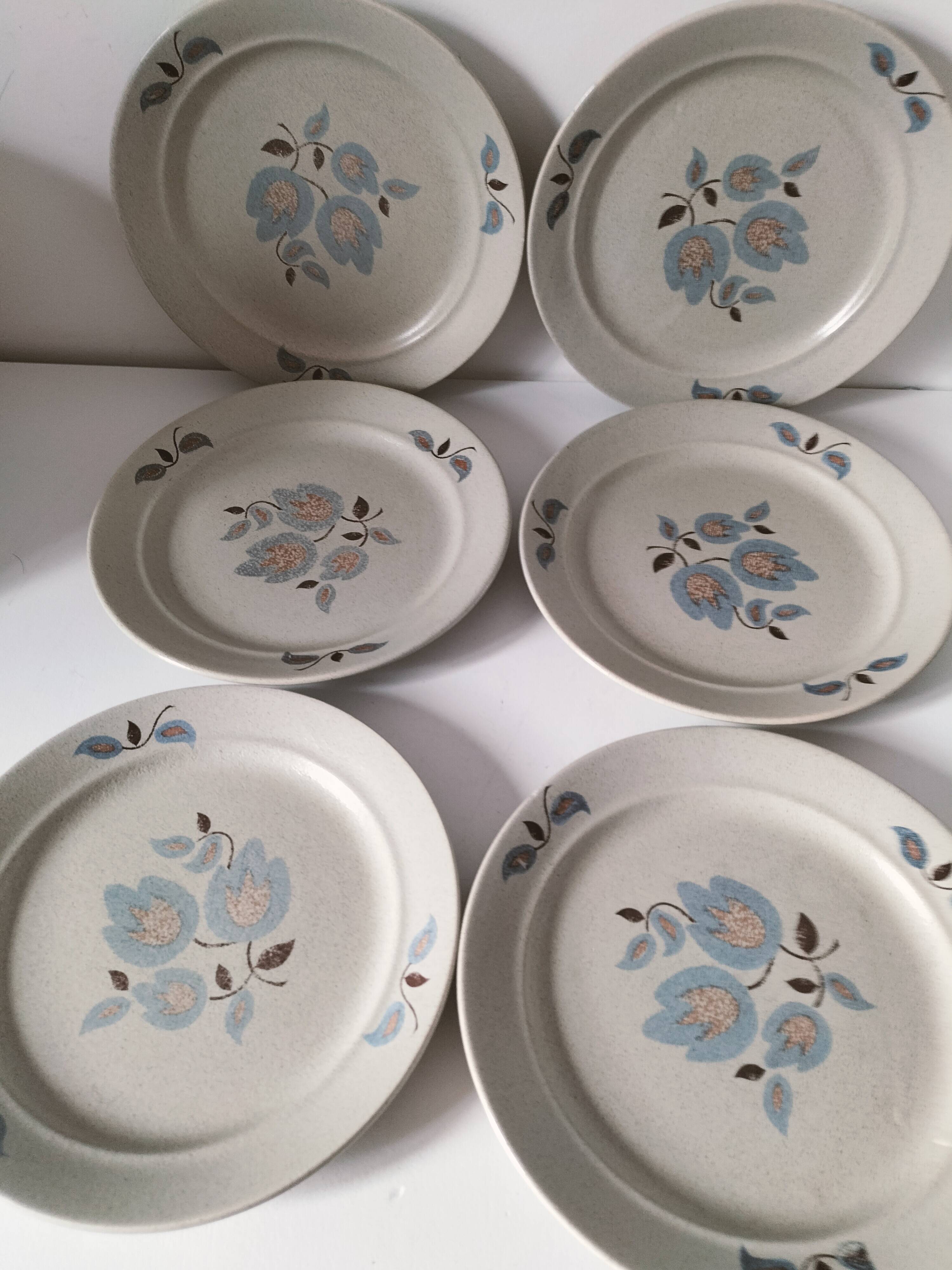 6 Saint-Amand stoneware dinner plates, Sologne pattern