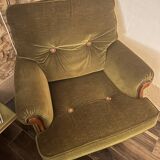 Pair of armchairs and its pouf by Jean Prévost
