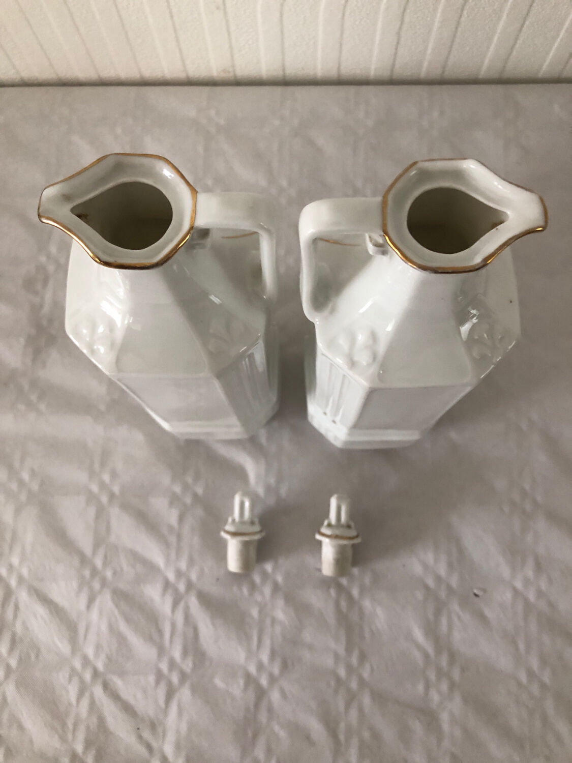 2 old bottles of oil and vinegar made in slovakia