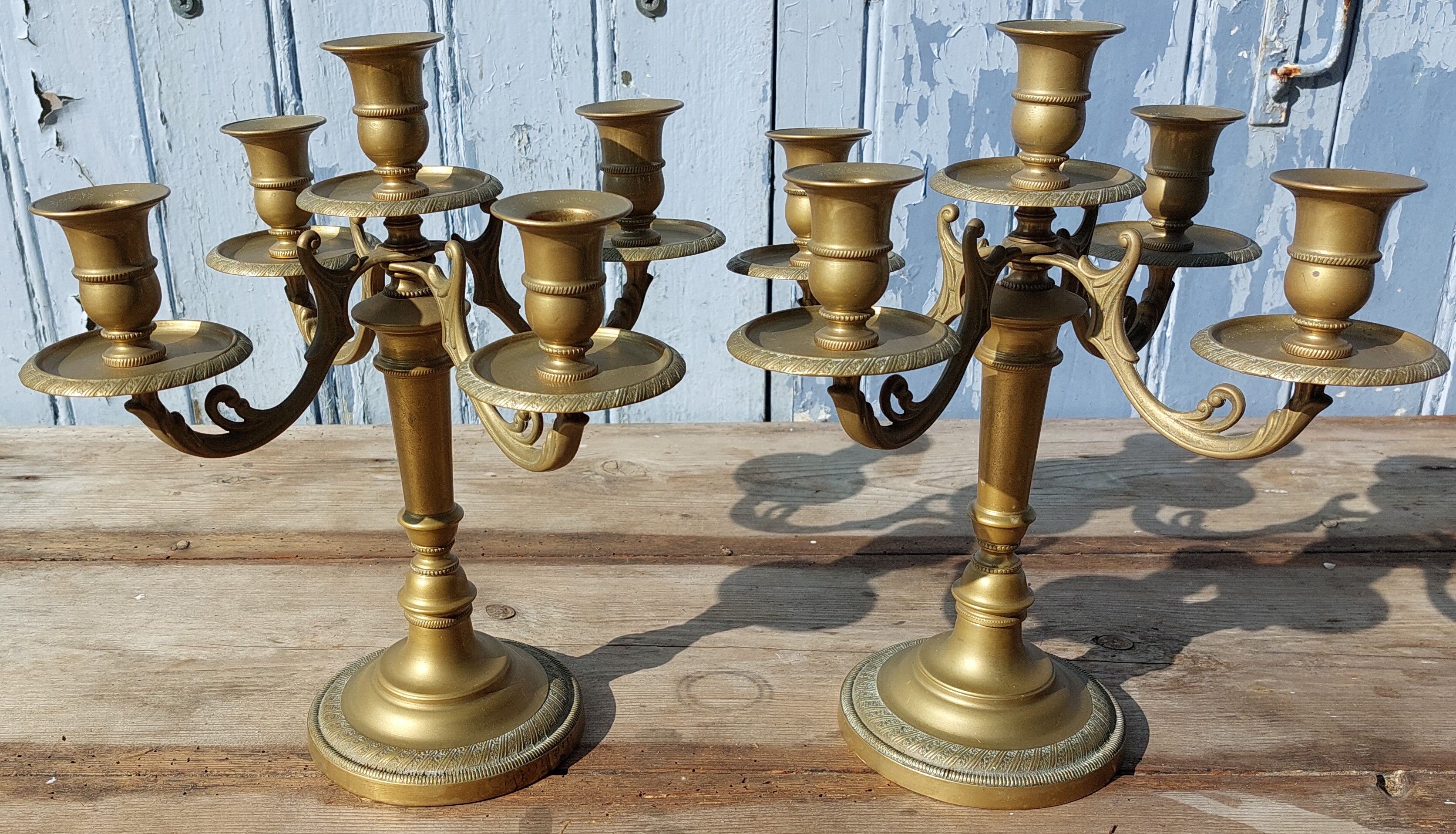 Duo of bronze candlesticks